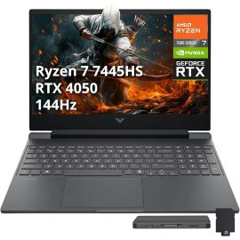 HP Victus 15-fb3093dx Gaming Laptop, 15.6" FHD IPS 144Hz Display, AMD Ryzen 7 7445HS, 16GB RAM, 512GB SSD, GeForce RTX 4050 6GB, English Keyboard, Win11, Mica silver | BM4X8UA